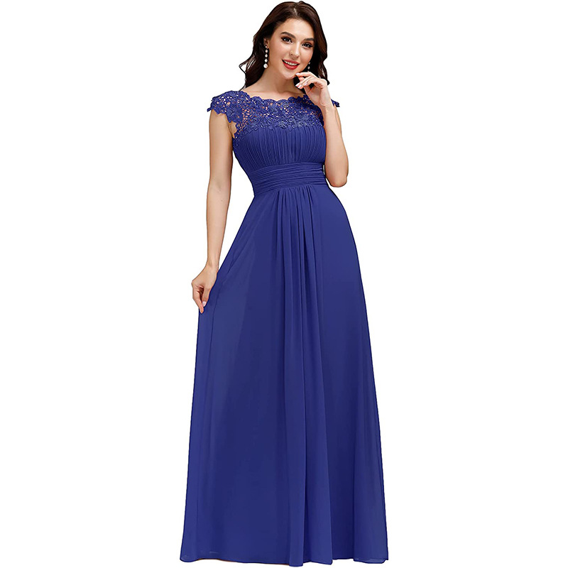Elegant Floor Length Chiffon Empire Waist Evening Gown  Bridesmaid Long Dresses